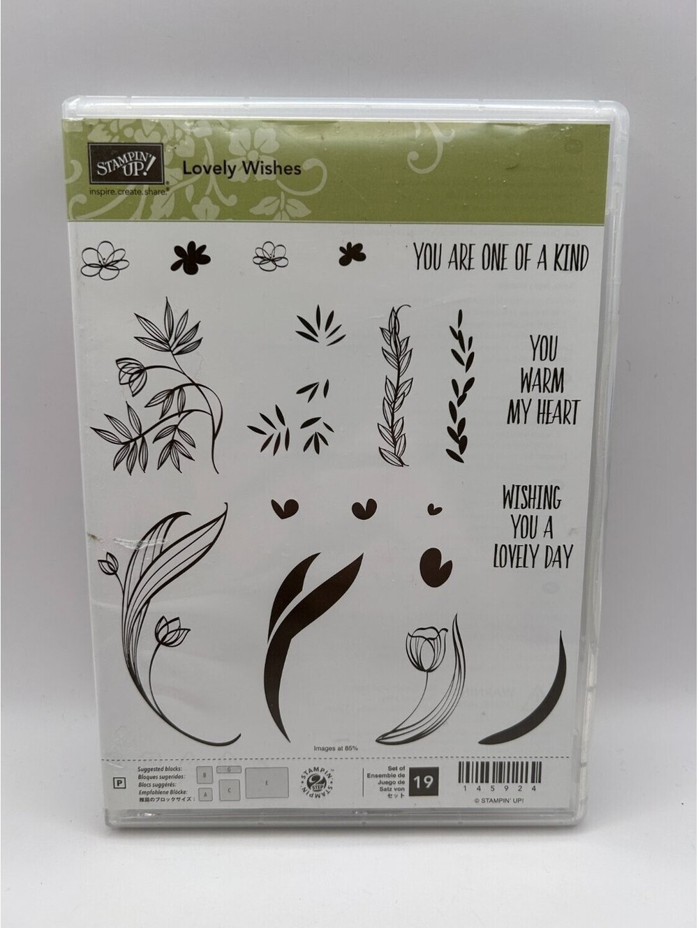 Stampin' Up! Lovely Wishes 145924 Clear Photopolymer Stamp Set 19pc Used